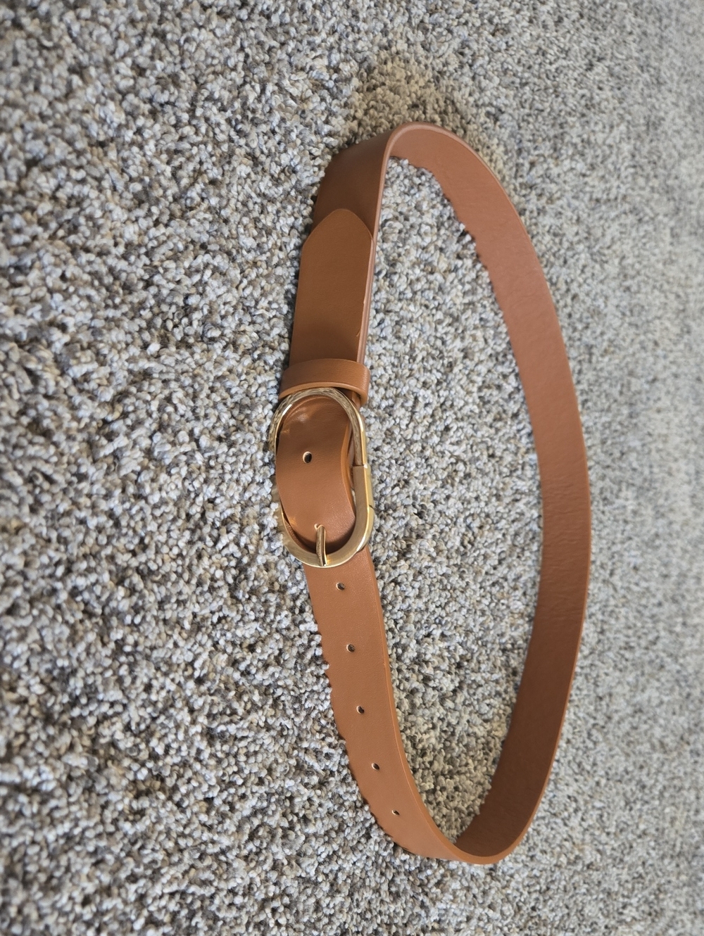 Amazon Women's Tan Belt with Gold Oval Buckle